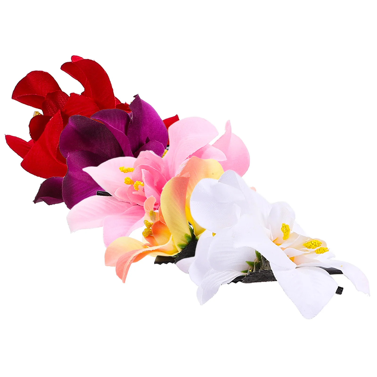 5 Pcs Flower Head Orchid Hairpin Miss Bohemian Decor Clips Polyester Cloth Snap