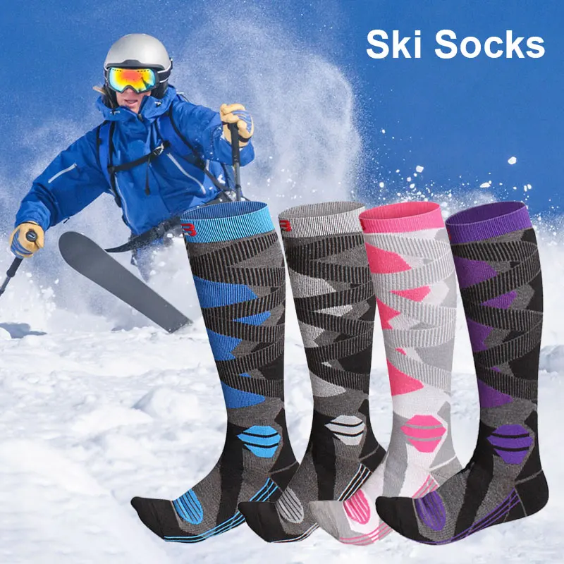 Winter Long Tube Ski Socks Outdoor Sports Thickened Sweat-Absorbing Warm Snowboarding Socks Towel Bottom High Tube Stockings