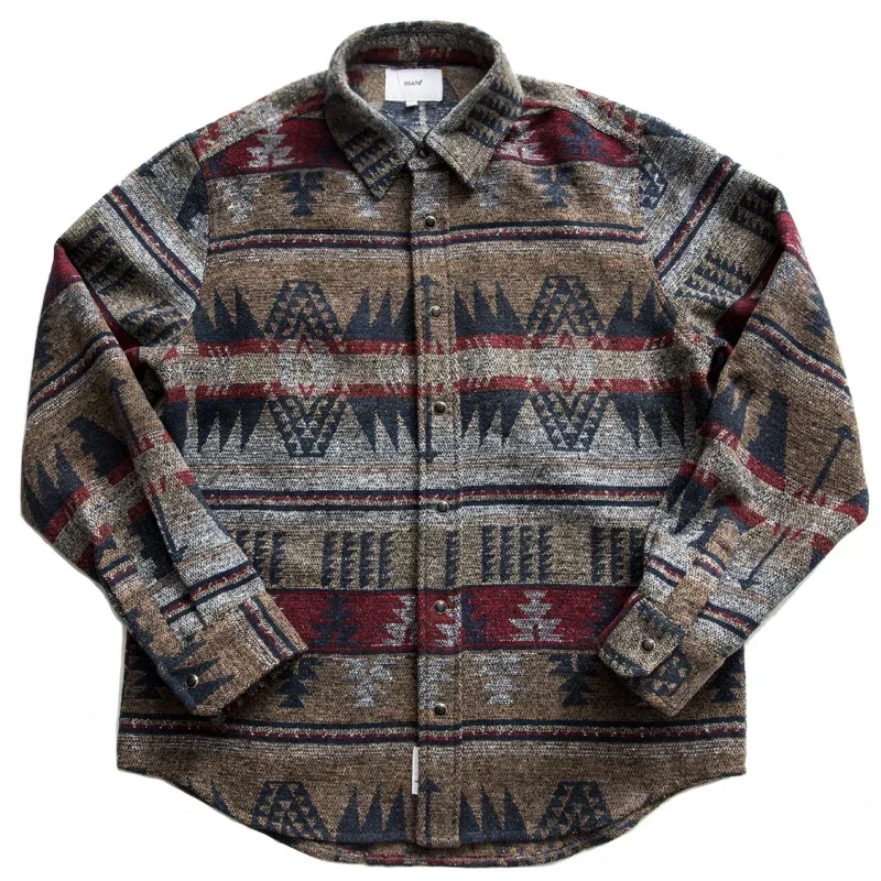 Ameikaji Retro Japanese Ethnic Style Shirt Thickened Loose Warm Printed Cotton Jacket Men's Fashion Casual Coat