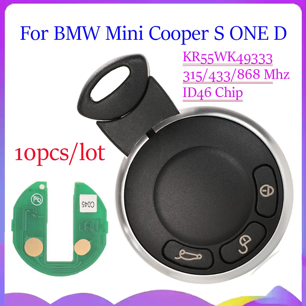 jingyuqin New 10pcs Remote Smart Car Key For BMW Mini Cooper S ONE D Clubman Cabrio 315/433/868MHz ID46 PCF7953 Chip KR55WK49333