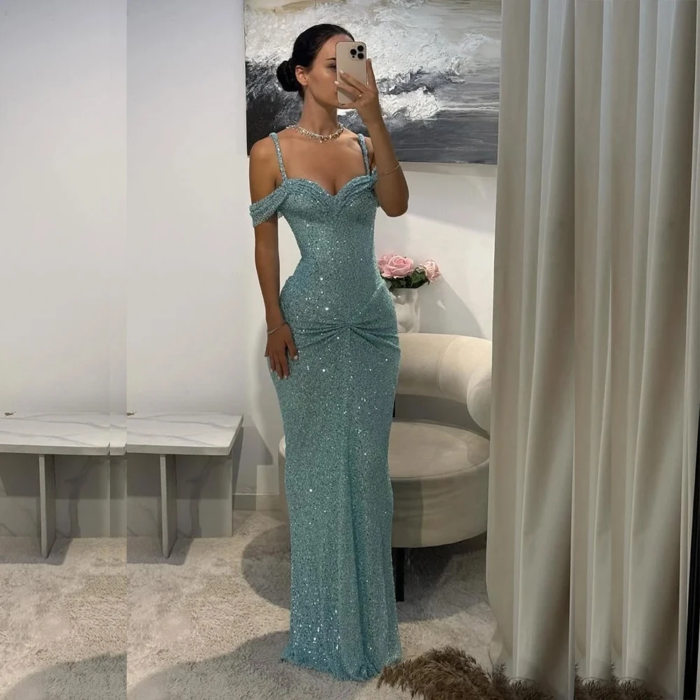 

Изысканные синие вечерние платья без бретелек с открытыми плечами, облегающие платья трапециевидной формы со шлейфом, женские банкетные свадебные платья