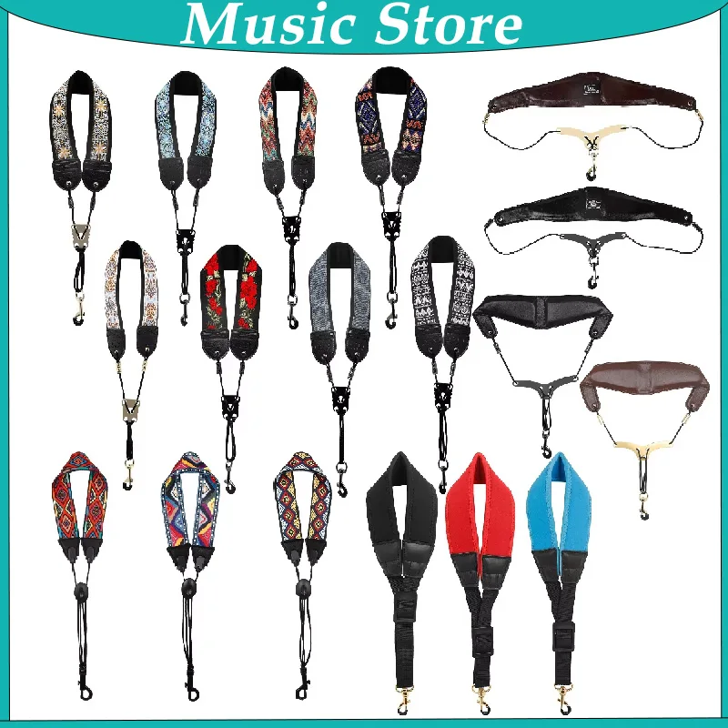 Universal Saxophon Neck Strap Sopran/Alt/Tenor Saxophon Strap Leder Einstellbare Geschlossene Haken Strap Bläser Zubehör