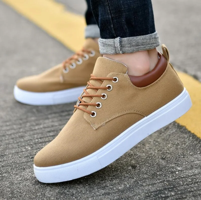 Men Shoes Canvas Sneakers Flats Lace up Leisure Loafers Fashion Comfort Rubber Sole Non Slip Sneakers Size 39-46