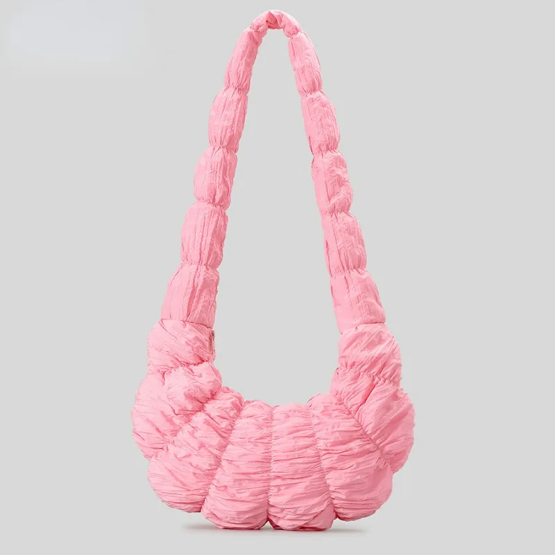 Large Capacity Bubble Song Bag 2024 Versatile Crescent Fold Cloud Bag Women's One Shoulder Crossbody Horn Bag