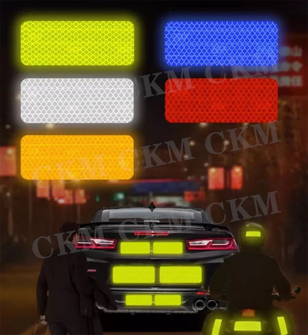 10PCS Car Bumper Reflective Stickers Reflective Warning Strip Tape Secure Reflector Decals Safety Warning Waterproof Stickers