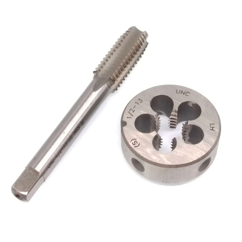 

2 Pcs HSS 1/2-13 UNC Tap & Die Left Hand 87.1mm Tap 37.7mm Mold Die For Metalworking Bolts Nuts Removal Repairing Hand Tools