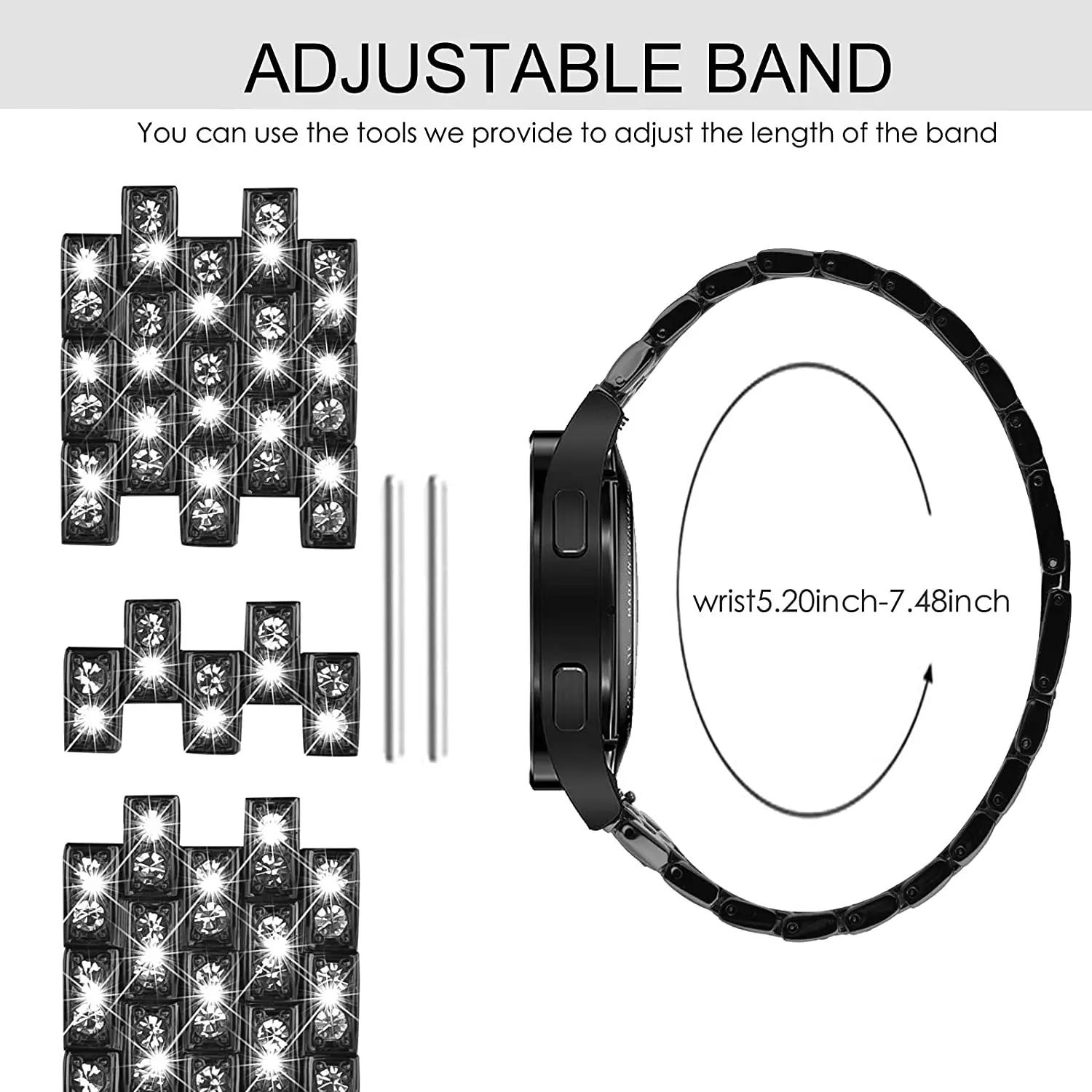 20mm 22mm Metal Band for Samsung Galaxy Watch 6/5/pro/4/Classic/3/46mm/active 2 Gear s3 Diamond bracelet Huawei GT/2/3 pro strap