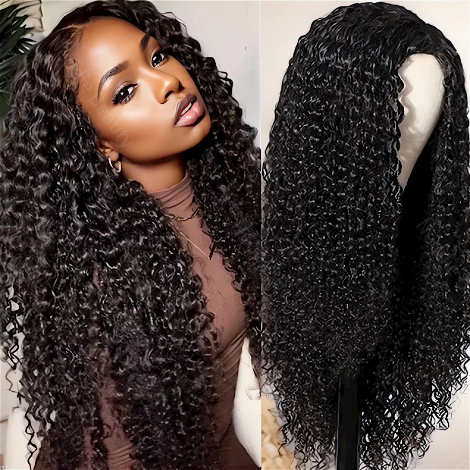 

40 Inch Glueless Curly Human Hair HD Lace Frontal wig Deep Wave Front Wigs 13x6 100% Natural Closure Ready To Wear For Women