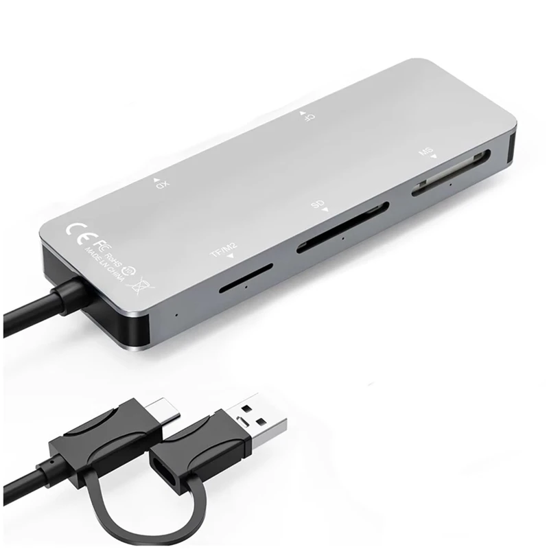 Multifunctional Memory Card Reader Type-C & USB A Card Reader XD++MS+SD+TF/M2 Reader Multi-Card Reader Adapter