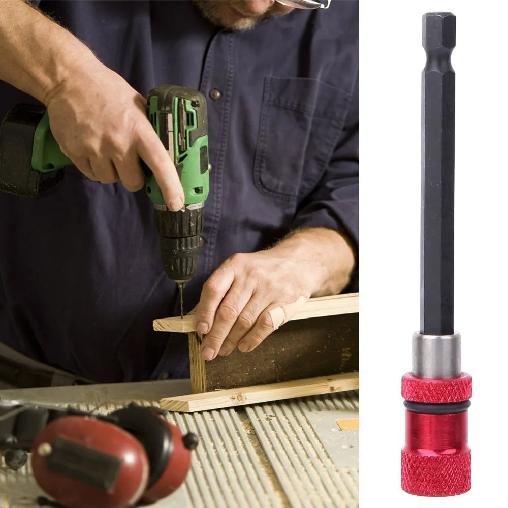 Chrome Vanadium Steel Screwdriver Bit Holder Stainless Steel 60mm Length Drill Bit Extension Rod 1/4 Inch Hex Shank