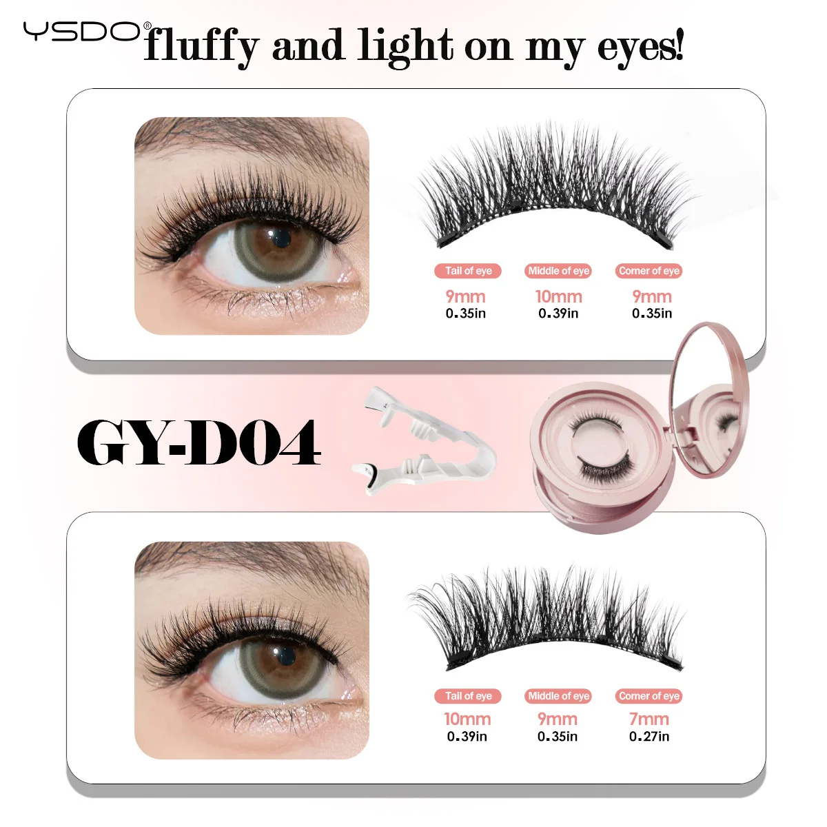 YSDO Natürliche Magnetische Wimpern 1/2 Paar Handgefertigte Wiederverwendbare Magnetische 3D Nerz-Wimpern Ohne Klebstoff Künstliche Wimpern Make-up Faux Cils – Detail 7