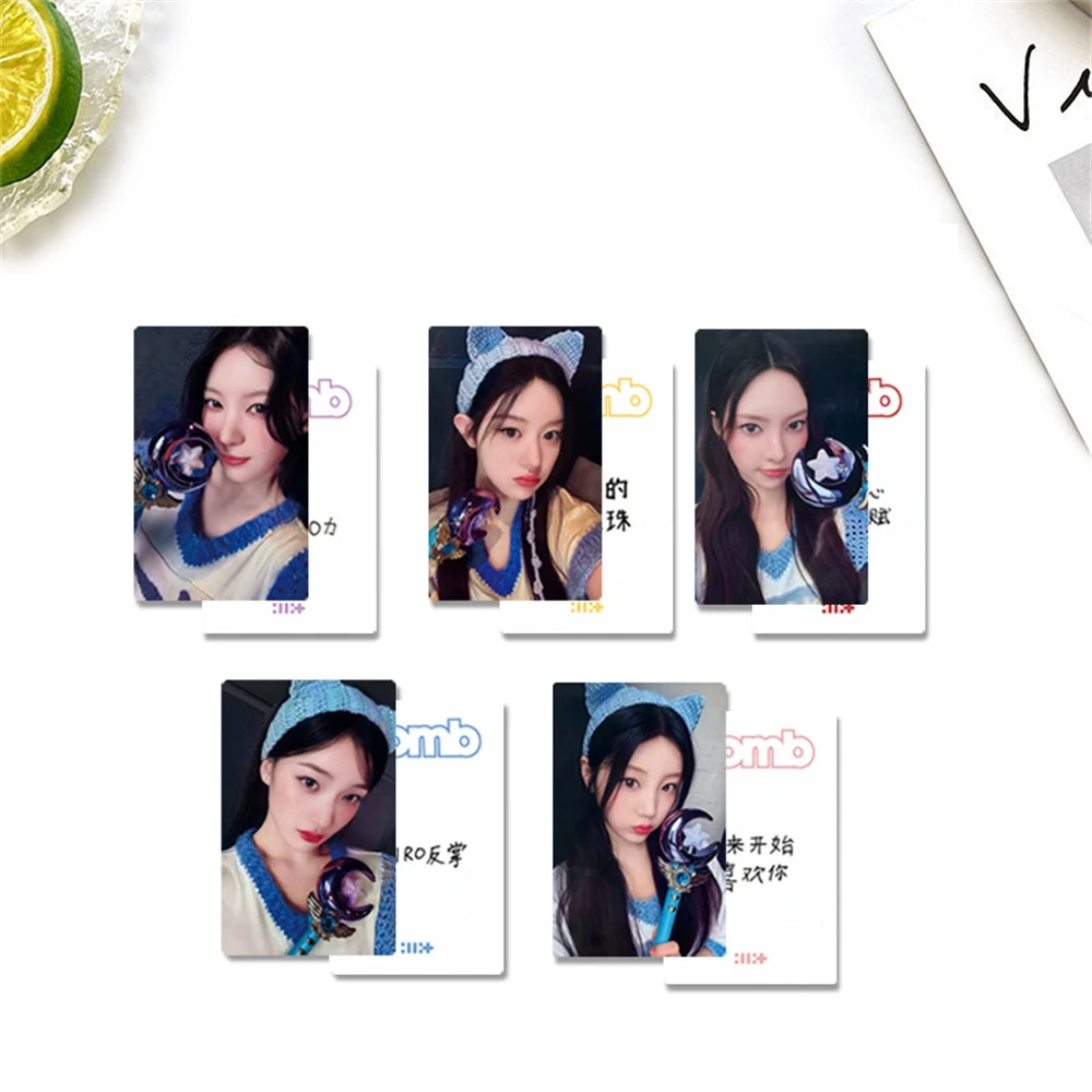 5 pièces/ensemble KPOP ILLIT cartes photo membre bâton lumineux cartes postales en papier MINJU IROHA WONHEE MOKA YUNAH cartes Lomo double face Fans cadeau
