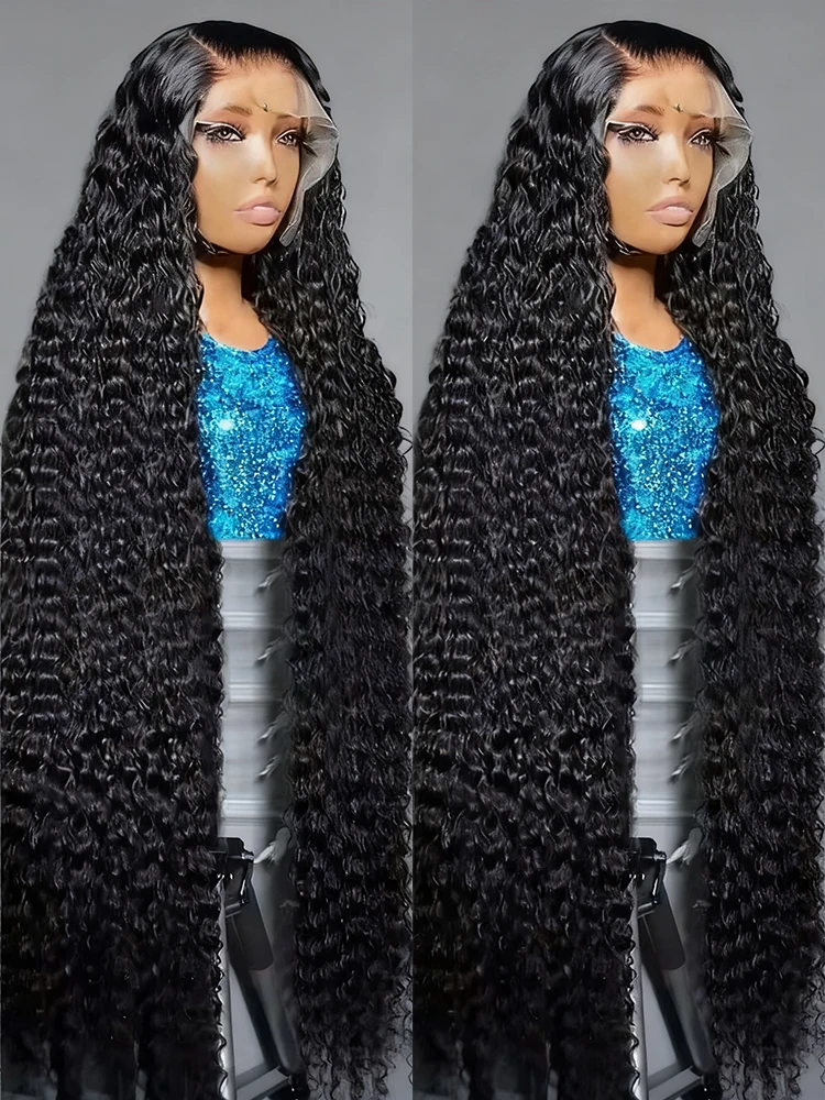 

300% Плотность 13x4 13x6 HD Глубокая волна Кружева Фронтальный парик из человеческих волос Бразильский 40 46 дюймов Вьющиеся 7x5 Wear Go Бесклеевые парики для женщин