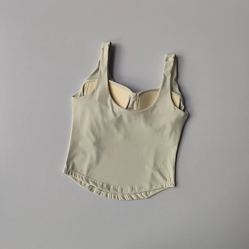 Hochfestes Rücken-Fitness-Tanktop, Damen-Lauf-Sport-BH, stoßdämpfend, hochelastisch, mit Raffung, Nude-Yoga-BH, zum Tragen über der Kleidung – Detail 8
