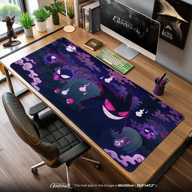 

Gengar Haunter Gastly Desk Mat – Spooky Lavender Town Ghost Pokémon Mouse Pad, Halloween Gaming Decor, Kanto Fan Gift