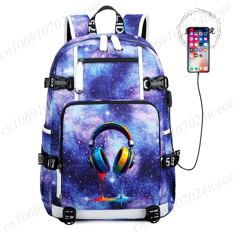 

Новый модный мужской вместительный водонепроницаемый рюкзак для колледжа, стильный женский школьный рюкзак для ноутбука, сумка для книг с акварельным принтом и отделением для наушников