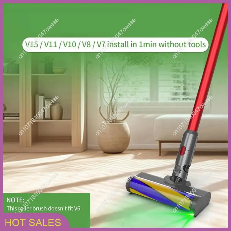 

2X Roller Brush Power Head Replacement For Dyson V7 V8 V10 V11 V15 Vacuum Parts With Green Laser Light Floor Attachments-A98U