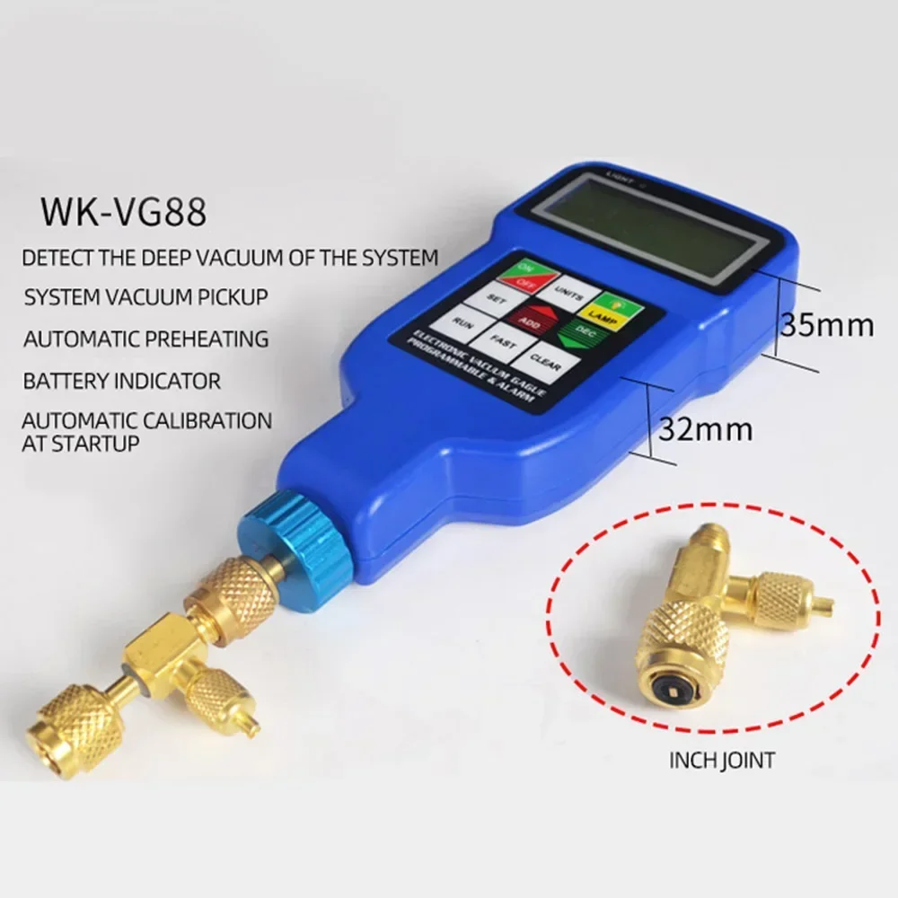 

Digital Vacuum WK-VG88 Digital Display Vacuum Pressure Negative Pressure Refrigeration Tool AccessoriesHot Sales Cheap And Fine