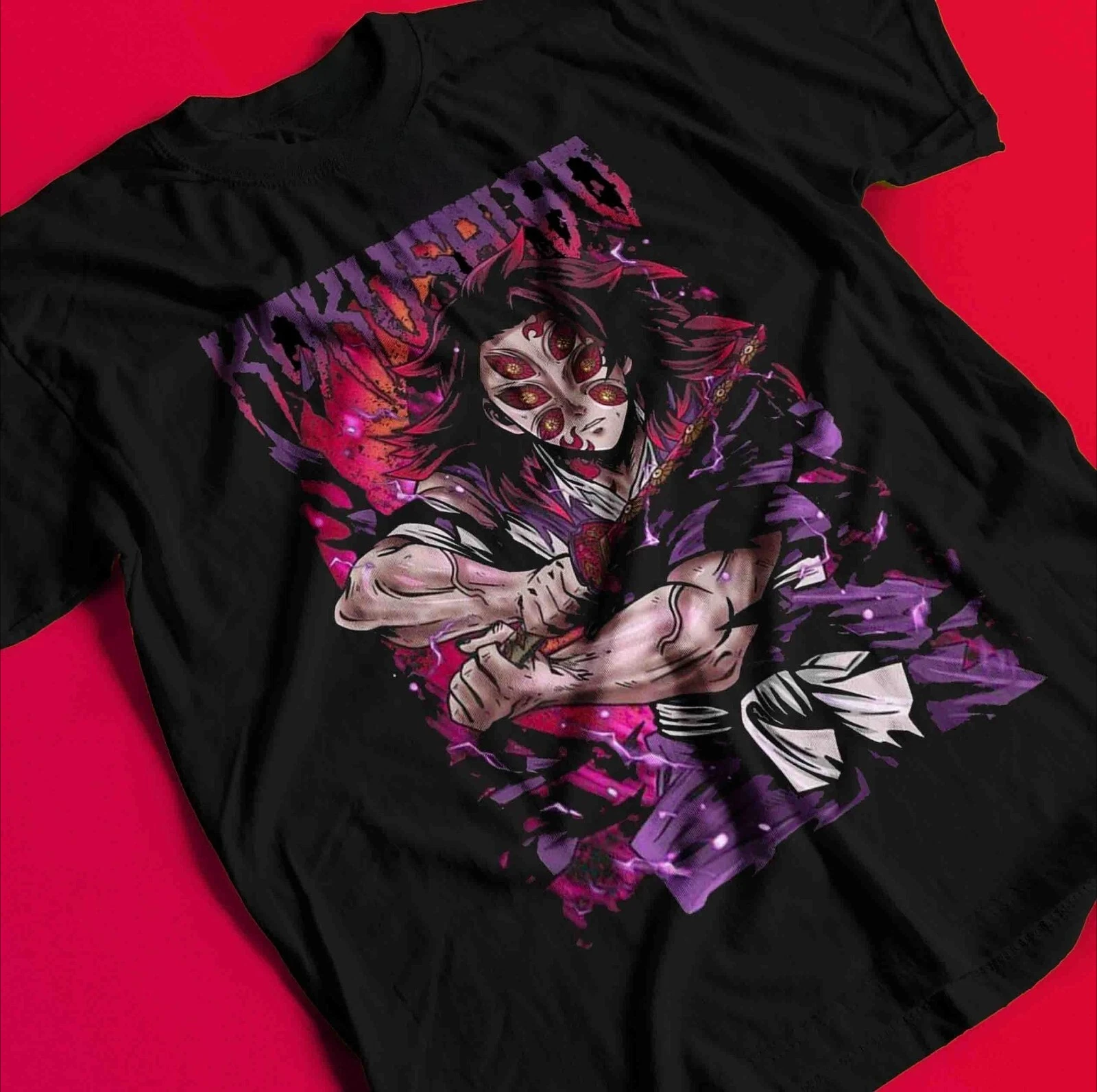 Demon Slayer Shirt Kokushibo Upper Moon 1 T-Shirt Zenitsu T-Shirt Muzan Tanjiro Sommer-T-Shirt für Herren und Damen, atmungsaktives T-Shirt-Oberteil