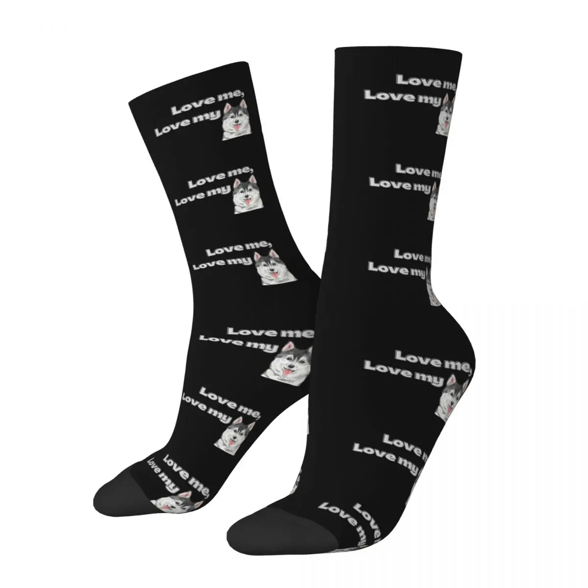 Men's compression Socks Husky Smile Head Front Face Vintage Harajuku Lovely Dog Zoo Novelty Casual Crew Crazy Sock Gift Printed