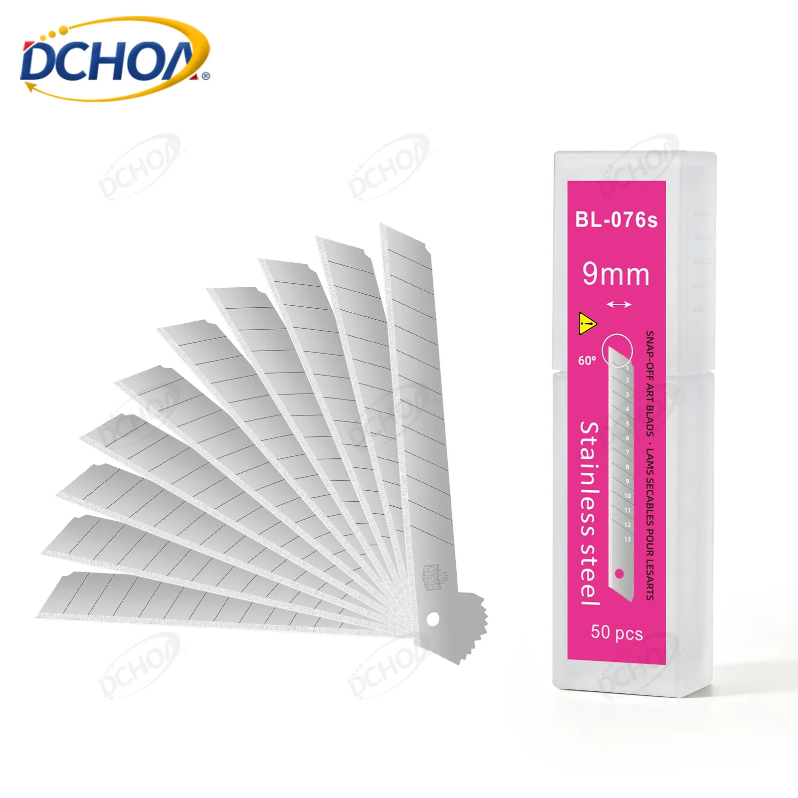 DCHOA Stainless Steel 9mm Snap-Off Replacement Blades for Car Wrap PPF Window Tint Film Cutting Utility Knife Accessories