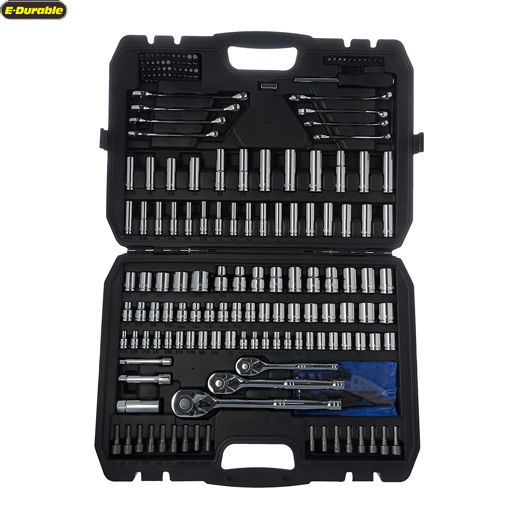 E-durable Hot Sale Mechanic Tool Kit Newly Developed Patented Products 201pcs Socket Socket Set With Case