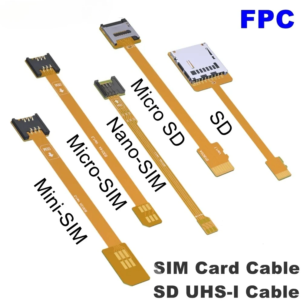 Micro SD Card Extension Cable TF Card Adapter FPC 2FF Standard SIM-Card Extension Converter 3FF Card Soft Flexible Cable Adapter