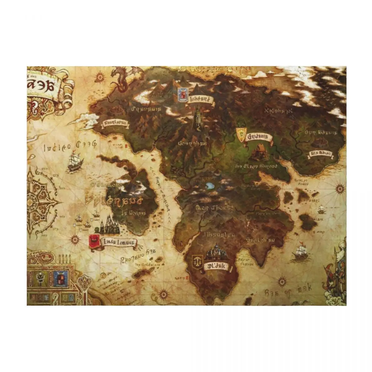 

Eorzea FFXIV Map Throw Blanket Luxury Designer Luxury Thicken decorative Luxury Blankets