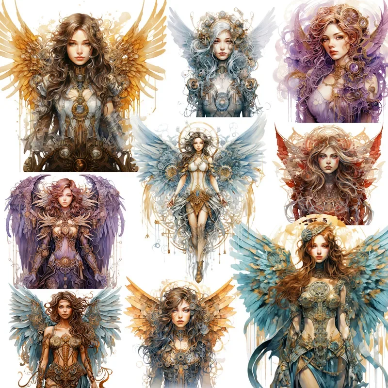 12Pcs/Pack Mechanical Punk Angel Sticker DIY Craft Scrapbooking Album Junk Journal Decorative Stickers