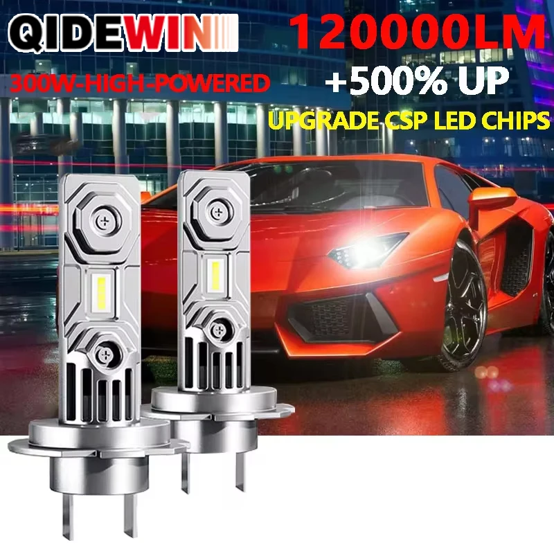 

120000LM 300W H7 LED Headlight Turbo LED Head Lamp Bulbs High Power H7 3580 CSP Chips 1:1 Design Mini Size Car Light Fog Lamp