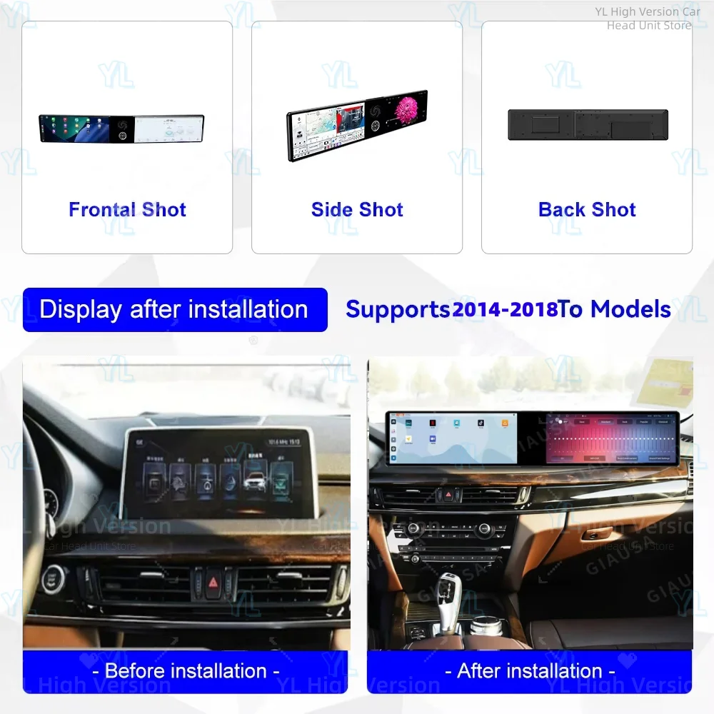 Dual Screen Android 14 Radio  For BMW X5 X6 E70 E71 07-13 F15 F16 NBT 14-17 EVO  Interaction Wireless CarPlay GPS Head Unit DSP