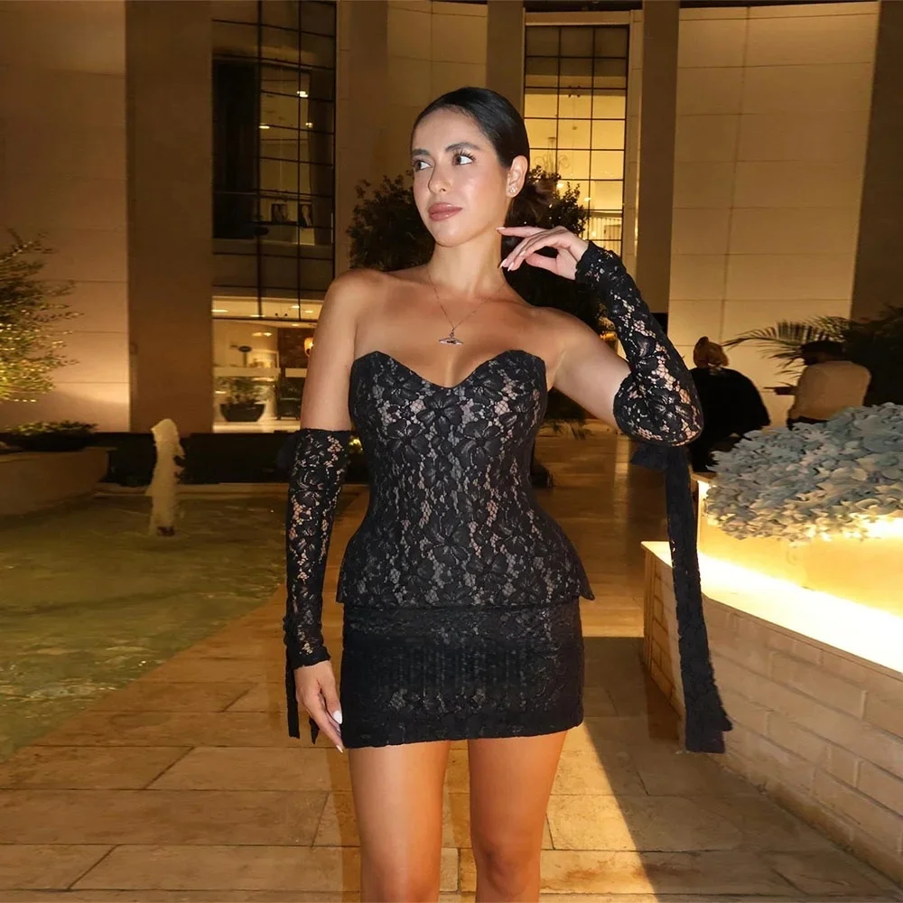 

Черное кружевное короткое платье на заказ Вечерние платья Pastrol Унисекс Джерси Ретро Дубай Саудовская Аравия Израиль Пром по индивидуальному заказу