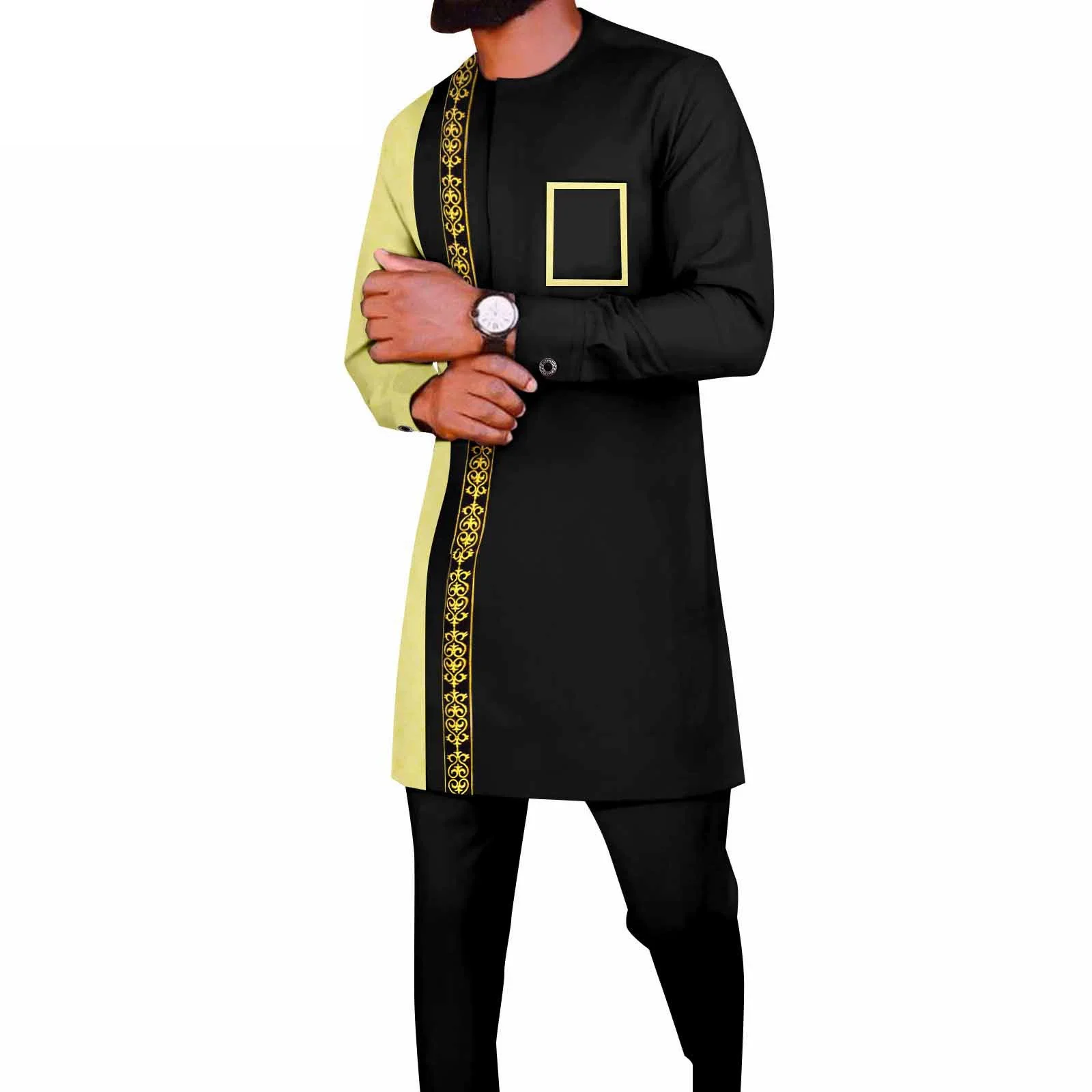 

2025 African Suits for Men，Fashion Long Sleeve Dashiki Casual Tribal Attire for Weddings, Events, Parties