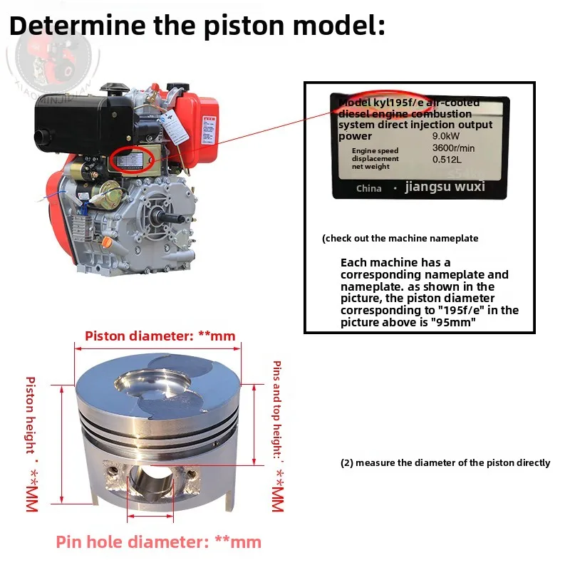 لأجزاء مولد الديزل 6.5KW مجموعة حلقة المكبس 186F/186FA