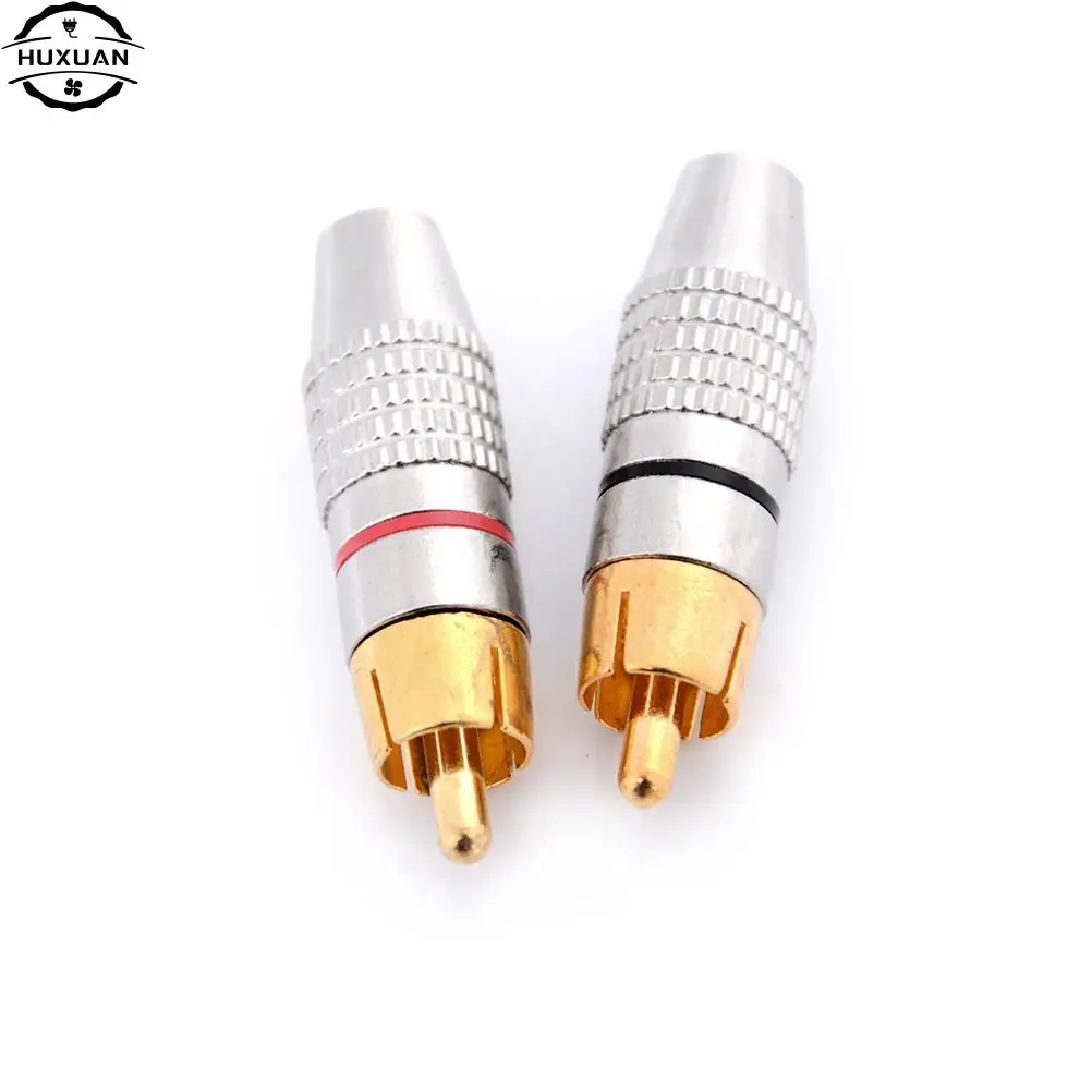 2 Stks/set Gold Rca Plug Solder Audio Video Adapter Connector Male Naar Male Converter Groothandel