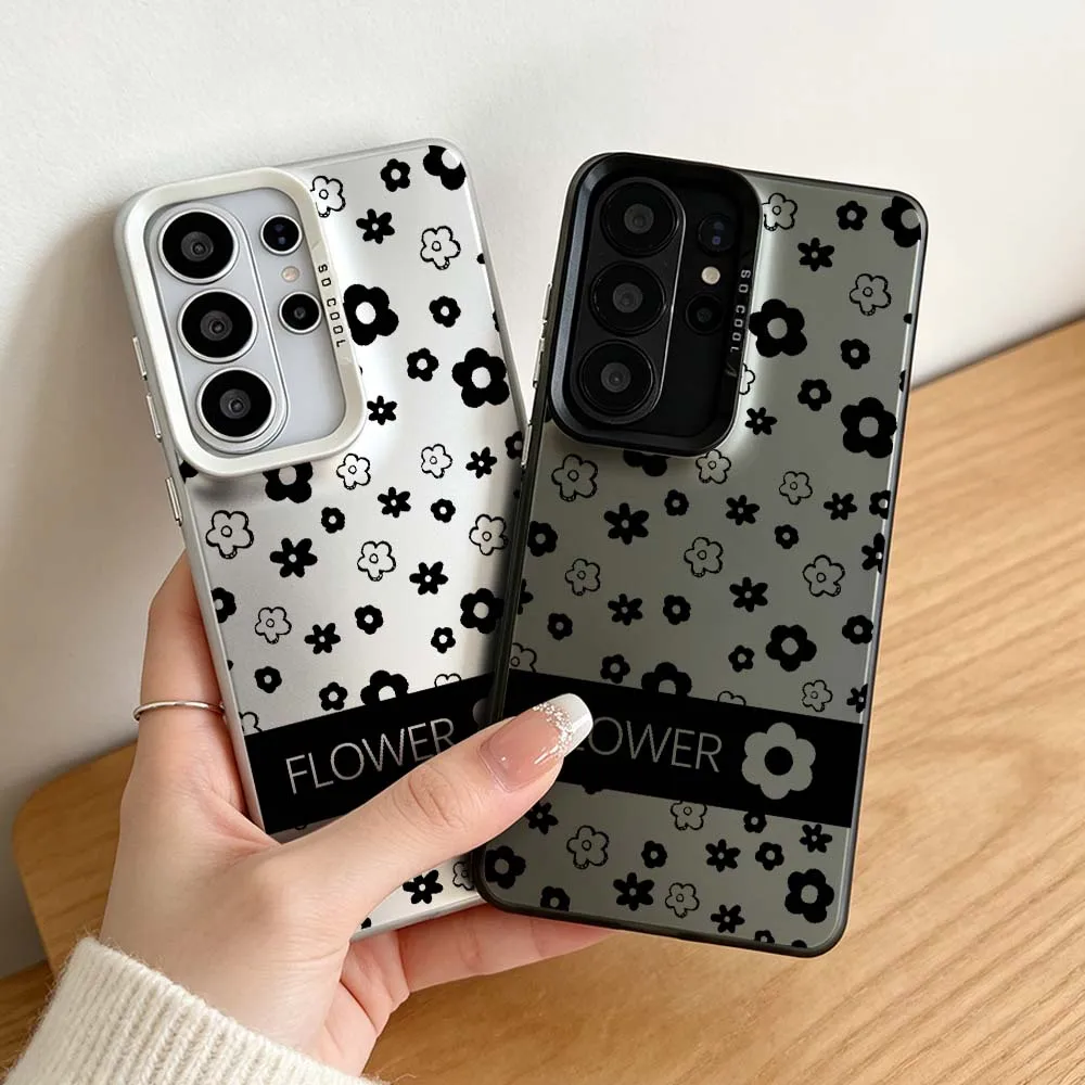 Creative Floral Art For Samsung Galaxy S26 S25 S24 S23 S22 S21 S20 Plus Edge Ultra FE Colored Silver Phone Case Cover