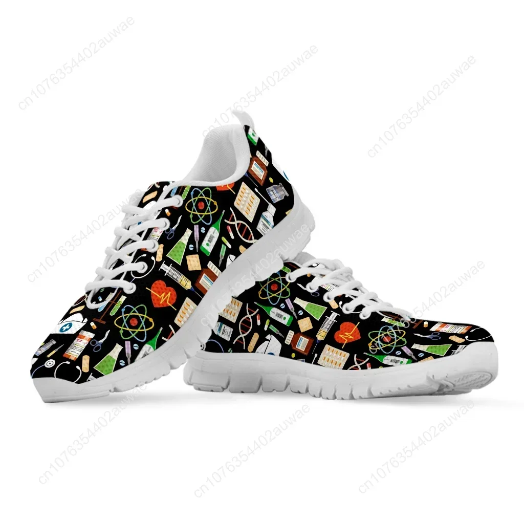 White Nursing Shoes For Women First Aid/medical Printed Comfortable Sneakers Lace-up Shoes Footwear Zapatos