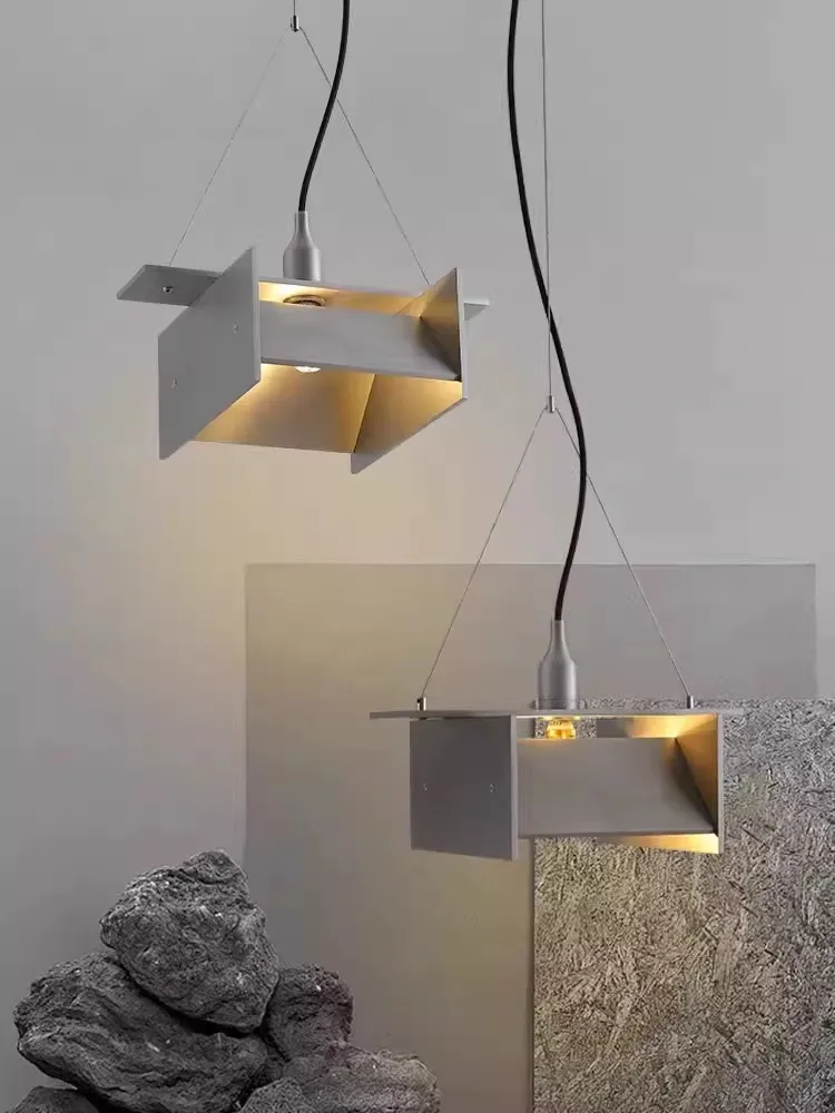 Y  Invisible neon strip restaurant pendant light art installation aluminum industrial style bar counter pendant light