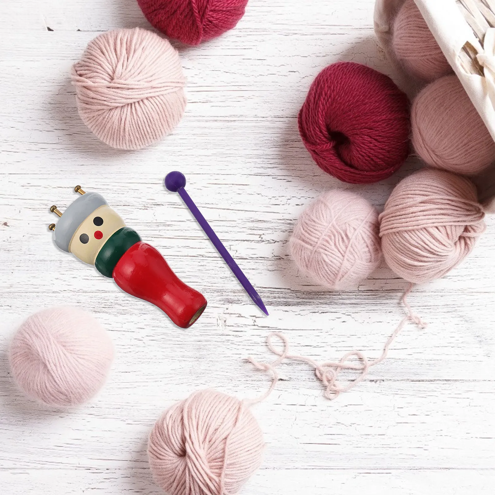 Wooden Wool Knitter Painted Kn - Kid Toys And Craft 评论和价格