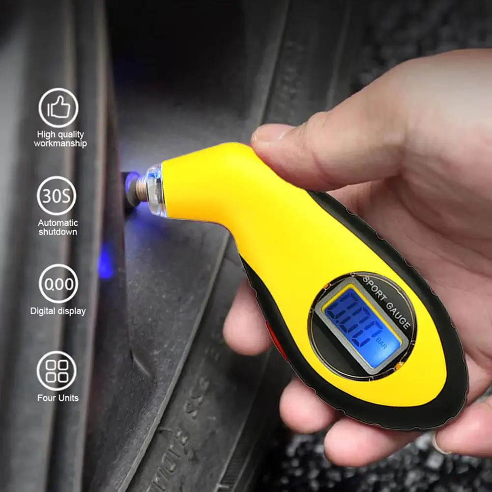 Car Tire Digital Barometer LCD Electronic Tester Digital Display Auto Motorcycle Tyre Pressure Diagnostic Tool Accessories