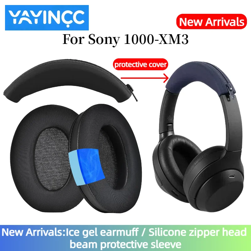 

YAYINCC Replacement Protein skin memory sponge Earmuff Silicone zipper head beam protective cover for Sony WH-1000XM3 headphones