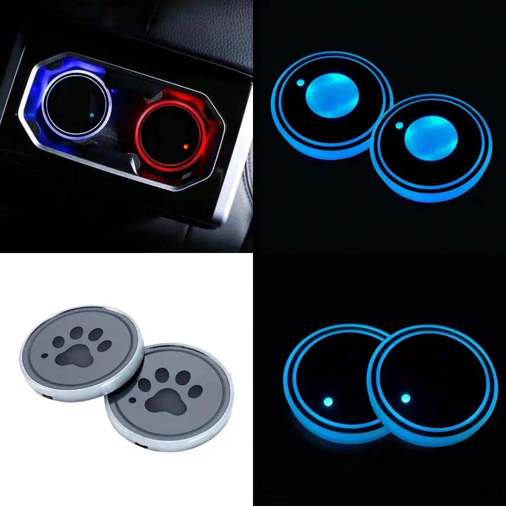 Motion Detector Activated Vehicle Beverage Pad Multicolor LED Lights Colourful LED Coasters for Bottles,Glasses