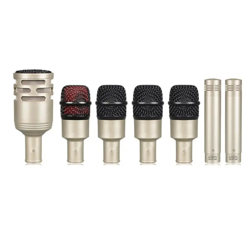 

T24C DP7A-XLR 7-Piece Wired Dynamic Drum Microphone Kick Reception Instrument Snare Cymbals Mic Set Instrument Mics B