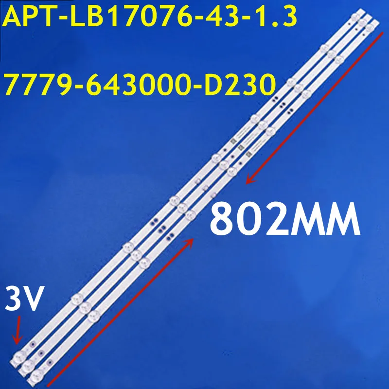 30 Stück LED-Streifen 7779- 643000 -D220 D-AK352A17 DC-9492KF APT-LB17076-43-1.3 für Sky Worth 43F5 43X6 43G2A 43K5C 43E382W 43E381S