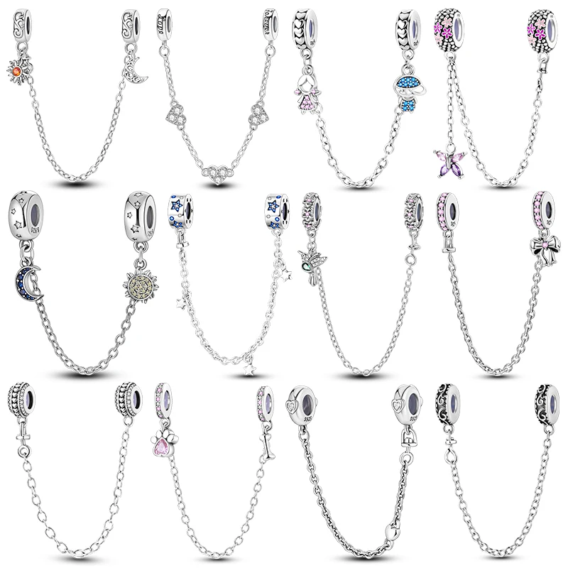 

Лидер продаж, подвески, серебро 925, защитная цепочка, застежка, подвеска, луна, звезда, лист, подходит для оригинального браслета, сделай сам, для женщин и девочек, роскошные ювелирные изделия