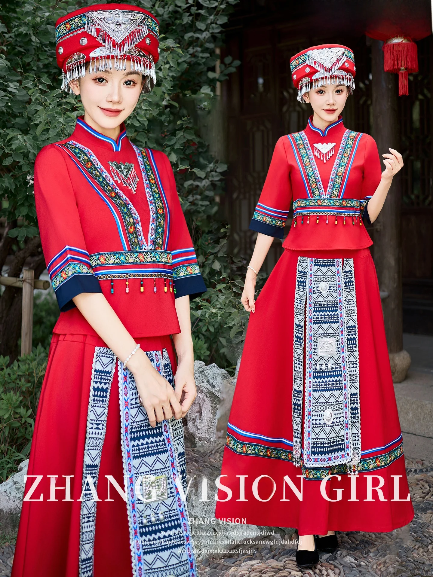 

Adult Tai Minori Women's Clothing Set Men's Yunnan Ethnic Costume Yao Tujia Zhuang Performance Suit Traditional Festival