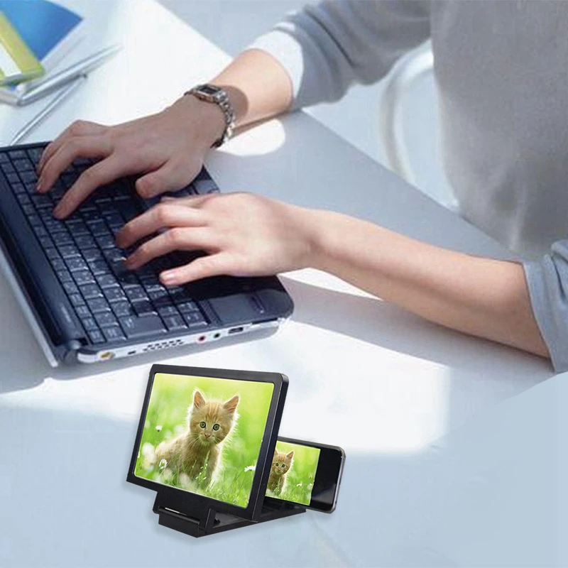 화면 돋보기 3D 스마트 휴대 전화 영화 증폭기 모든 스마트 폰용 전화 홀더가있는 방사선 방지 화면