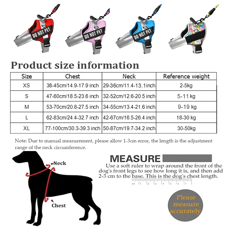 Nylon Reflective Dog Harness Personalized Breathable Dog Harness With ID Name Tag Pet Harness for Small Medium Large Dogs