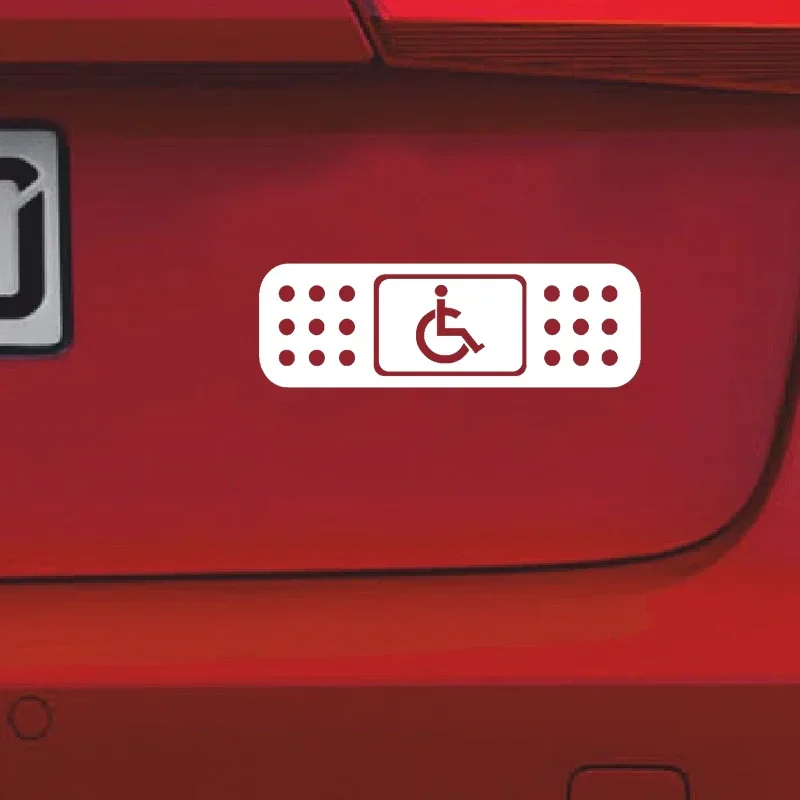 Fun BAND AID Handicap Wheelchair JDM Decal Car Sticker Black/Silver Vinyl 13.5*4.1CM