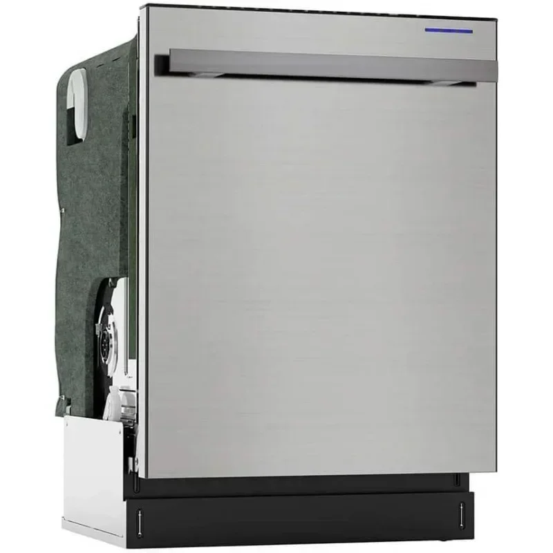 DD2SHARP Сдвижная посудомоечная машина, отделка из нержавеющей стали, ширина 24 дюйма, датчики почвы, белое светодиодное внутреннее освещение премиум-белого цвета, гладкое скольжение Rai